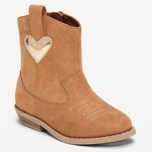 Old Navy Tan Kids Boots with Gold Heart